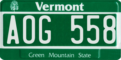 VT license plate AOG558