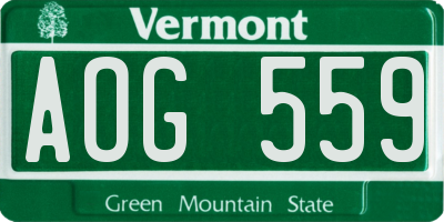VT license plate AOG559