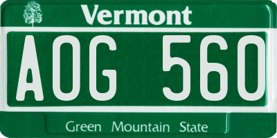 VT license plate AOG560