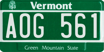 VT license plate AOG561
