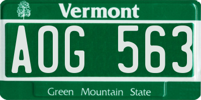 VT license plate AOG563