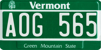 VT license plate AOG565