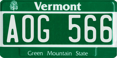 VT license plate AOG566
