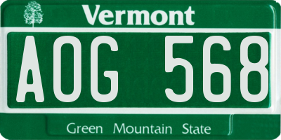 VT license plate AOG568