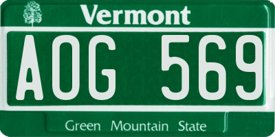 VT license plate AOG569