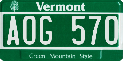 VT license plate AOG570