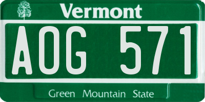 VT license plate AOG571