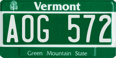 VT license plate AOG572