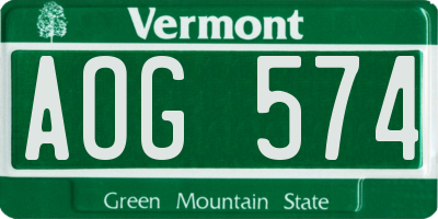 VT license plate AOG574
