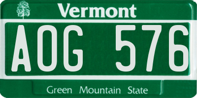 VT license plate AOG576