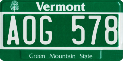 VT license plate AOG578