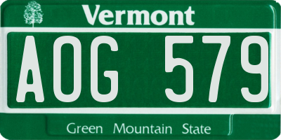 VT license plate AOG579