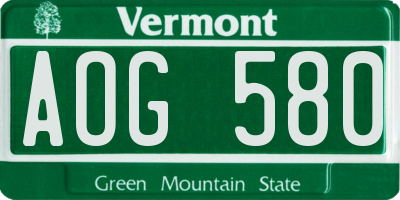 VT license plate AOG580