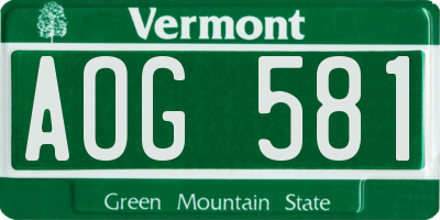 VT license plate AOG581