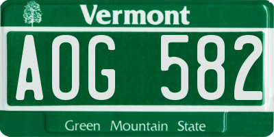 VT license plate AOG582