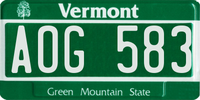 VT license plate AOG583