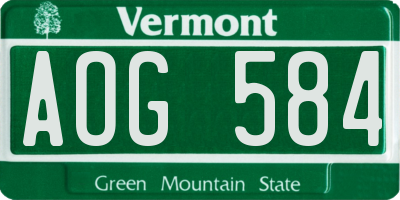 VT license plate AOG584