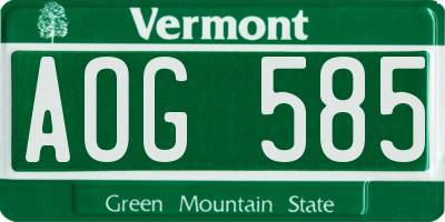 VT license plate AOG585