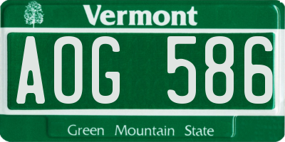 VT license plate AOG586