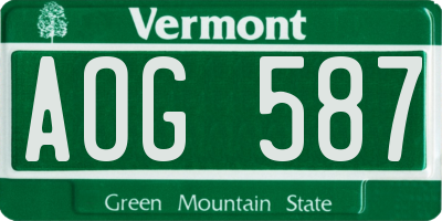 VT license plate AOG587