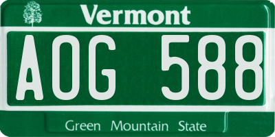 VT license plate AOG588