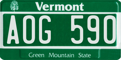 VT license plate AOG590
