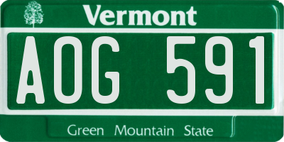 VT license plate AOG591