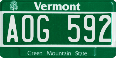 VT license plate AOG592