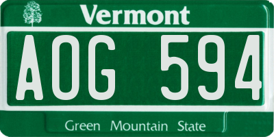 VT license plate AOG594