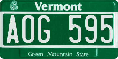 VT license plate AOG595