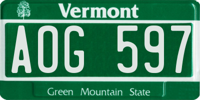 VT license plate AOG597