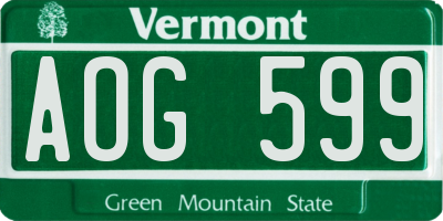 VT license plate AOG599