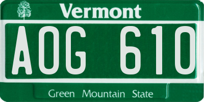 VT license plate AOG610
