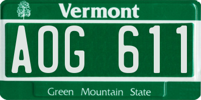VT license plate AOG611