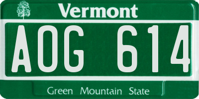 VT license plate AOG614