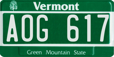 VT license plate AOG617