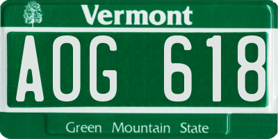 VT license plate AOG618