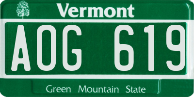 VT license plate AOG619