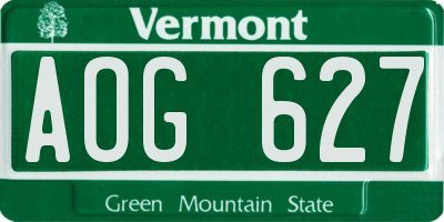 VT license plate AOG627