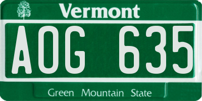 VT license plate AOG635
