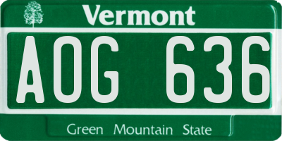 VT license plate AOG636