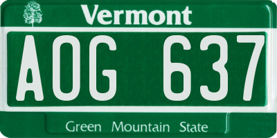 VT license plate AOG637