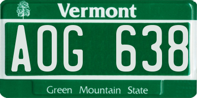 VT license plate AOG638