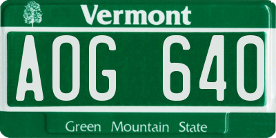 VT license plate AOG640