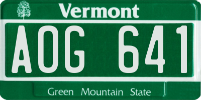 VT license plate AOG641