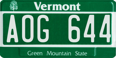 VT license plate AOG644