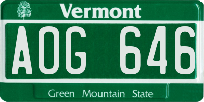 VT license plate AOG646