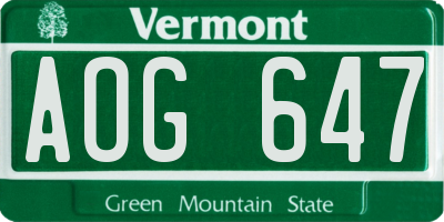 VT license plate AOG647