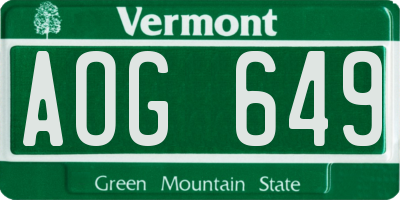 VT license plate AOG649