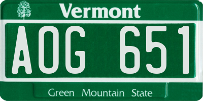 VT license plate AOG651